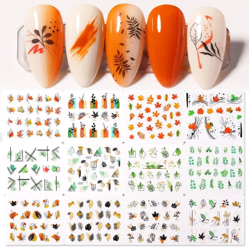 12pcs Valentines Love Letter Water Decals Flower Sliders Nail Stickers for Manicure Nail Art Decoration Transfer Water Sticker-Nail Inspo