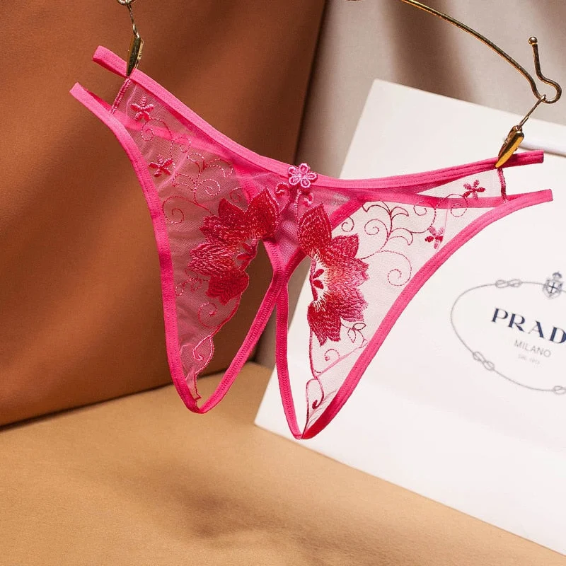 Women's Thong Pants Sexy Lace Panties G-Sting Low Waist Flower Briefs Seamless Hollow Out T-Back Female Sexy Lingerie Underwear