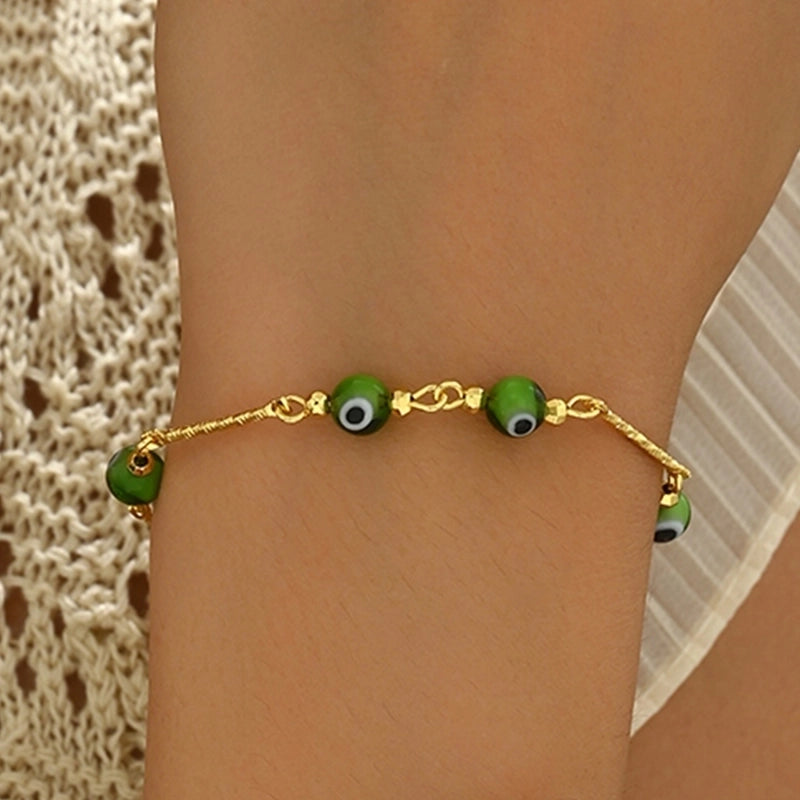 Casual Vintage Style Minimalist Devil's Eye 201 Stainless Steel Stone 18K Gold Plated Bracelets In Bulk