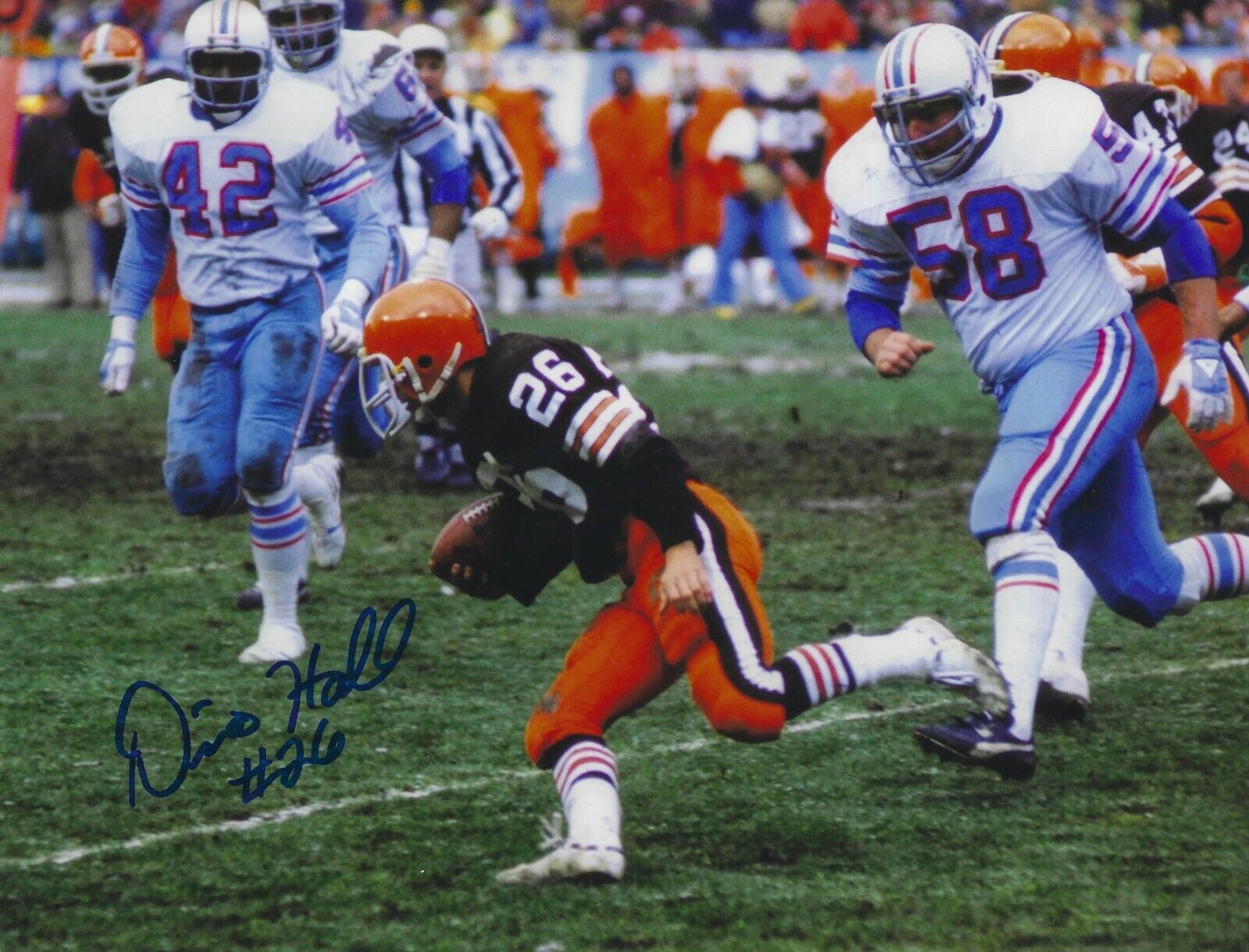 Signed 8x10 DINO HALL CLEVELAND BROWNS Autographed Photo Poster painting - w/COA