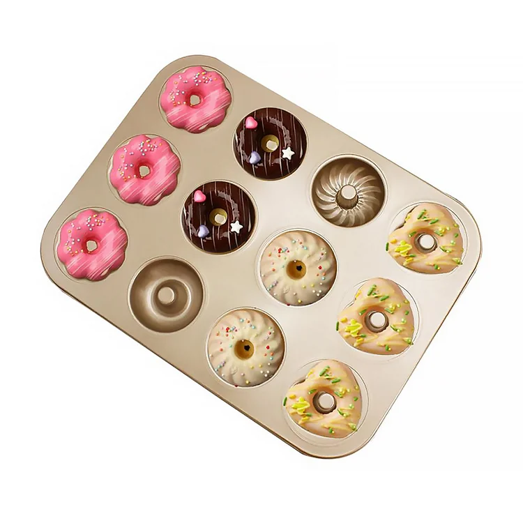Non-Stick Donut Mold 12-Cavity Doughnuts Pan Bagels Cakes Donut Maker Pan-Annaletters