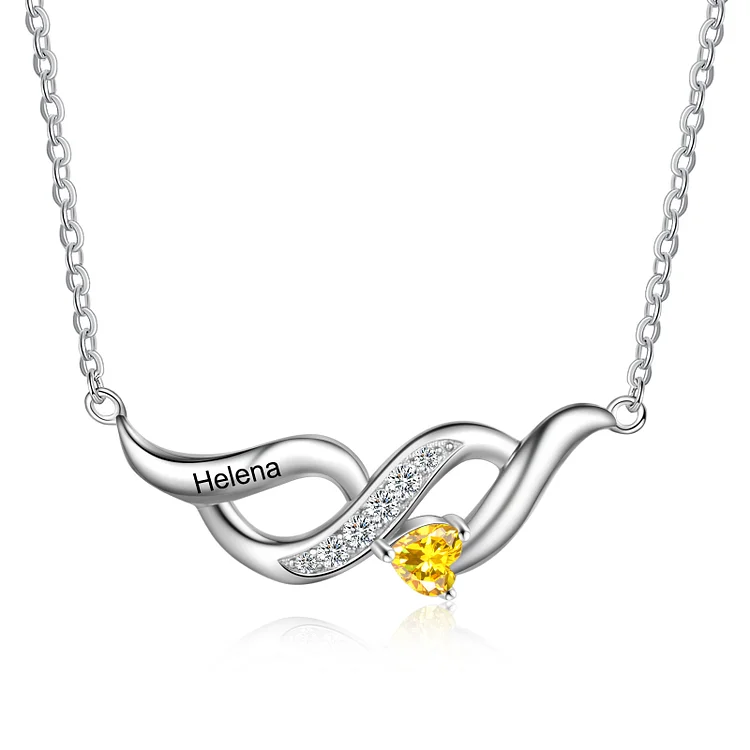 Personalized Infinity Necklace Custom 1 Birthstone Family Necklace