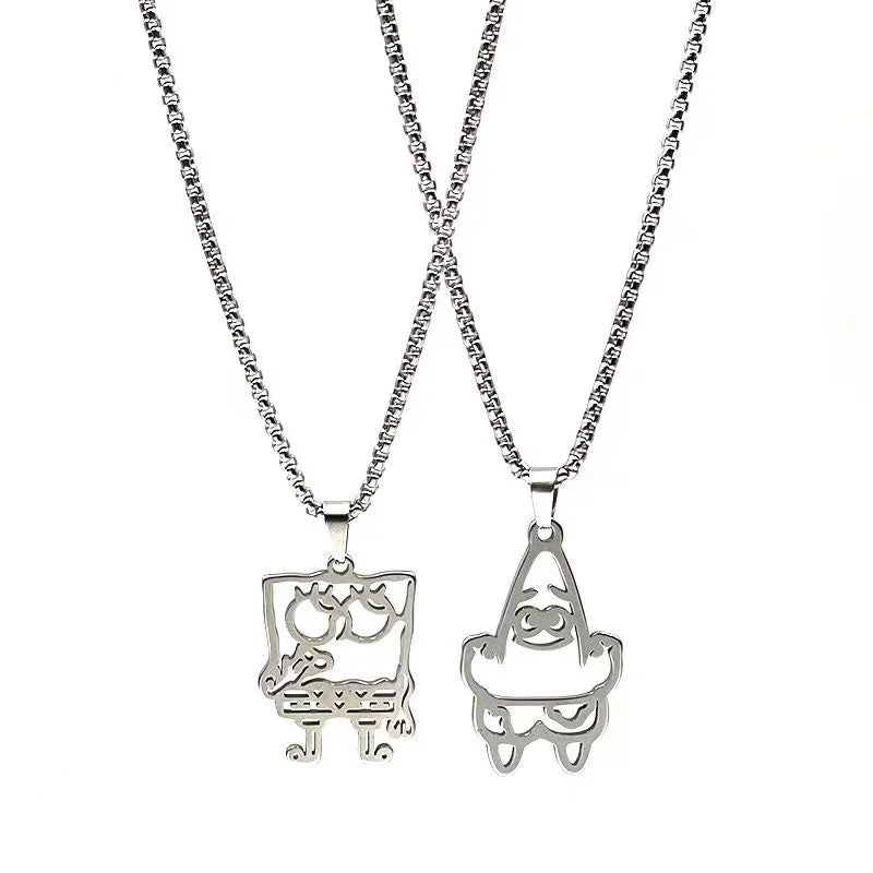 Buzzdaisy Best Friends SpongeBob Love Couple Pendant Necklaces