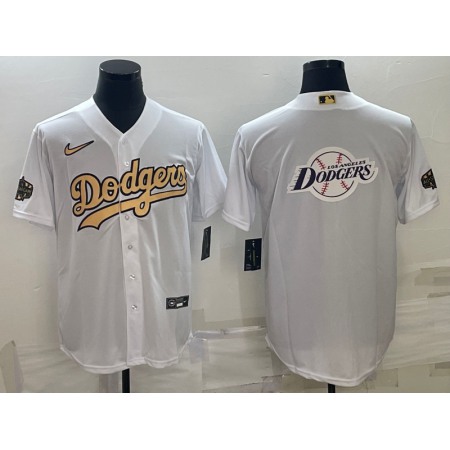 Men's Los Angeles Dodgers White Team Big Logo Cool Base Stitched Baseball Jersey 1QDZ