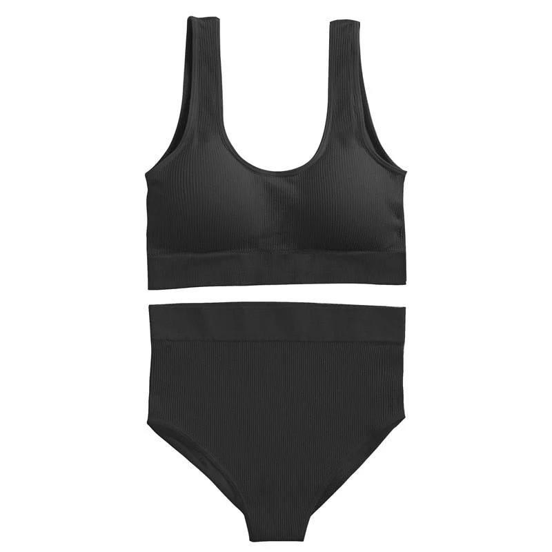 Seamless Women Sexy Bra Set U-back Cropped Top And Hight Waist Pantys Comfortable Underwear Suit S-XL Ultra-thin Lingerie Girls