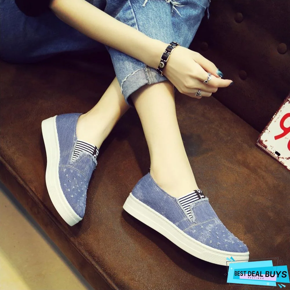Women Denim Flats Casual Jeans Shoes Soft Flats Shoes