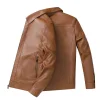 Men's Simple Casual Solid Color Non-Iron Windproof Leather Jacket