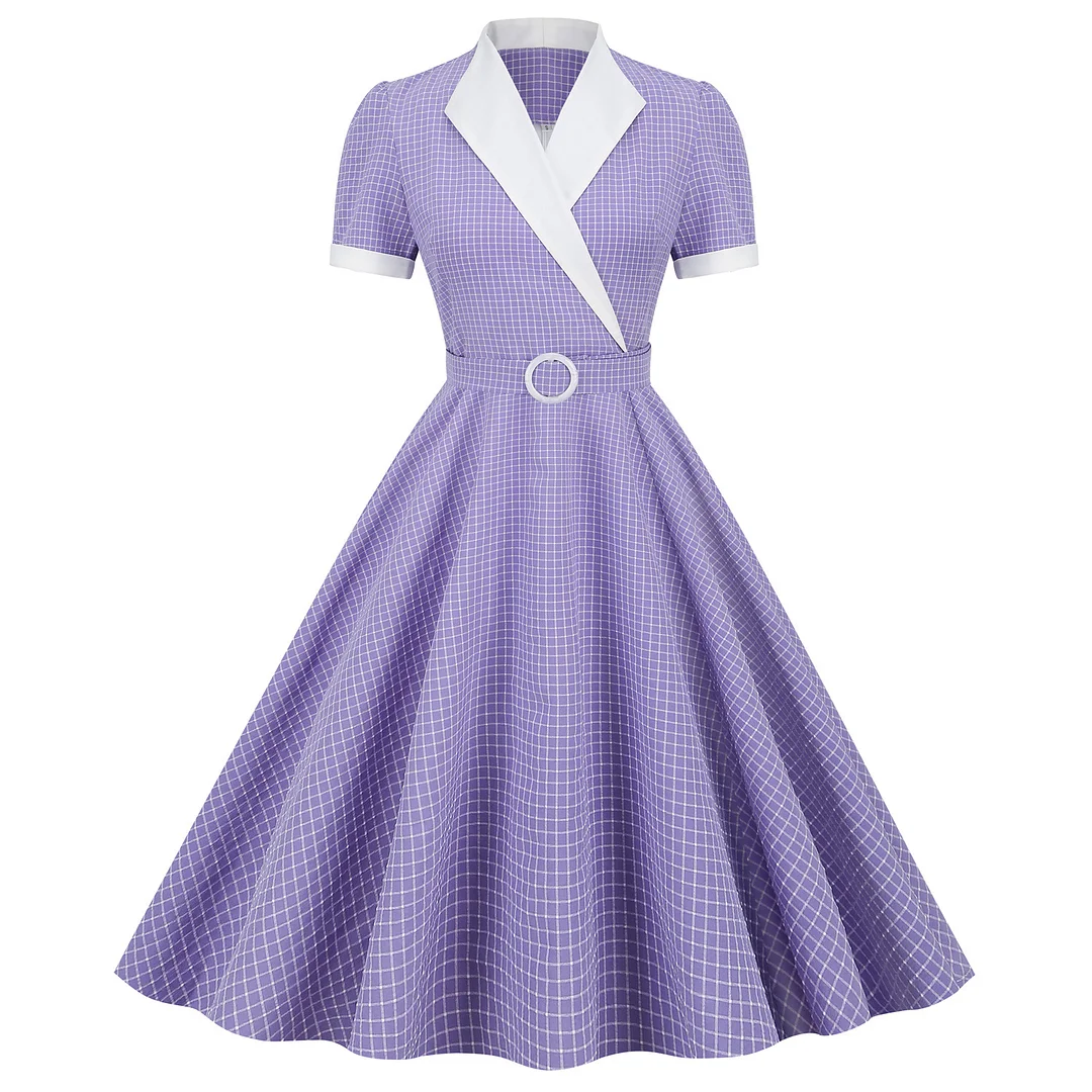 Hepburn style retro lapel dress