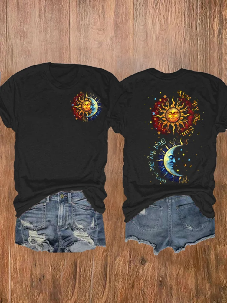 Women's Live By The Sun Love By The Moon Print Casual T-Shirt wearshes