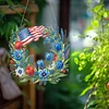 (US Only)Independence Day Wreath 5D DIY Diamond Painting Dots Pendant for Window Wall