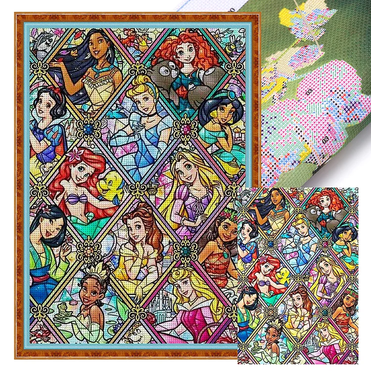 【Huacan Brand】Disney Princesse 11CT Stamped Cross Stitch 50*70CM