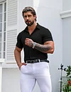 URRU Men's Muscle Dress Shirts Slim Fit Stretch Short Sleeve Casual Button Down Shirts for Men