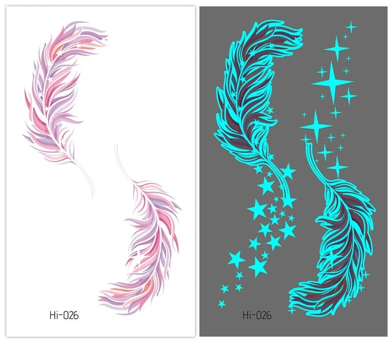 37 kinds Stylish Blue Light Luminous Tattoo Temporary Arm Body Sticker Club Party Disposable Noctilucent tatouage temporaire