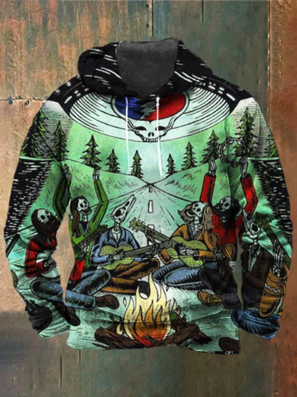 Unisex Skull Print Heavyweight Hoodies