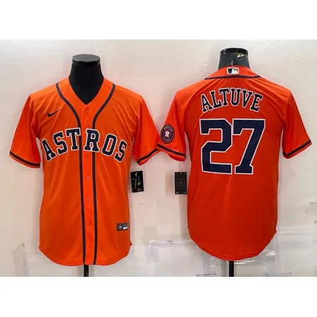 Men's Houston Astros #27 Jose Altuve Orange With Patch Cool Base Stitched Jersey YMKI