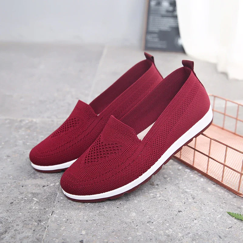 Qengg Women Casual Shoes Light Sneakers Breathable Mesh Summer knitted Vulcanized Shoes Plus Size woman flats Shoes Flying net shoes