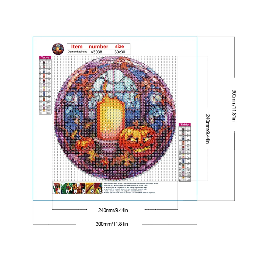 Diamond Painting - Full Round Drill - Stained Glass Scary Halloween(Canvas|30*30cm)