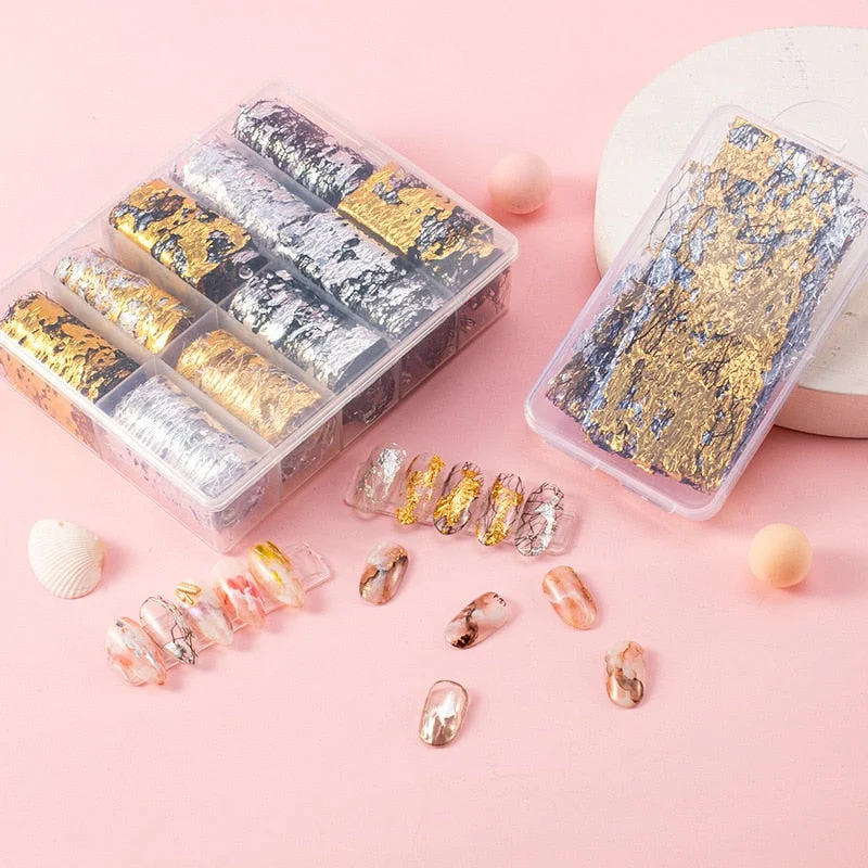 Nail Decoration Style Japanese Nail Gold Foil Net Star Paper Japanese Manicure Gold Leaf Fragment Manicure Charm Jewelry