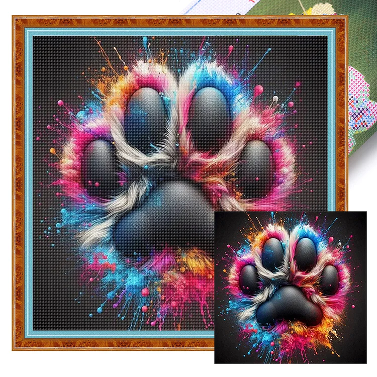 【Huacan Brand】Paw 20*20cm 18CT Stamped Canvas Cross Stitch gbfke