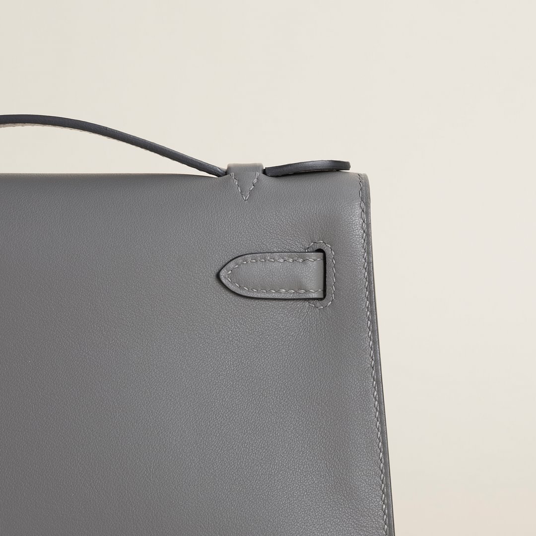 Kelly pochette Swift 0L Gris Mayer PHW