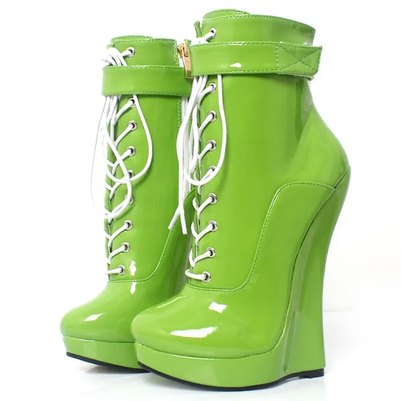 VCSHOES 7.09in High Height Boots Party Boots Wedges Heel Ankle Boots US Size 6-14 No.MT1806