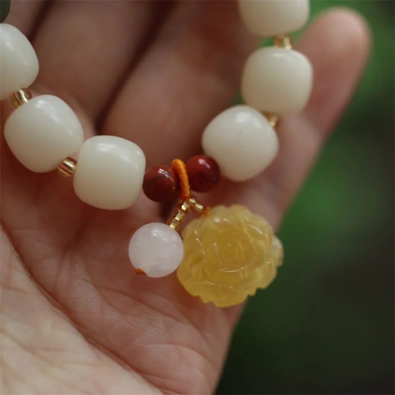 Gradient Bodhi Seed Amber Lotus Peace Bracelet