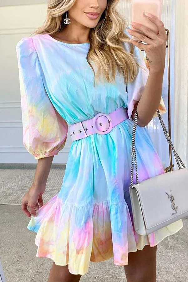 Fashionable Tie-dye Print Dress