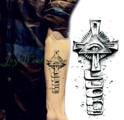 Waterproof Temporary Tattoo Stickers Cross Tribal Totem Fake Tatto Flash Tatoo Tatouage Neck Hand Back Foot for Girl Women Men