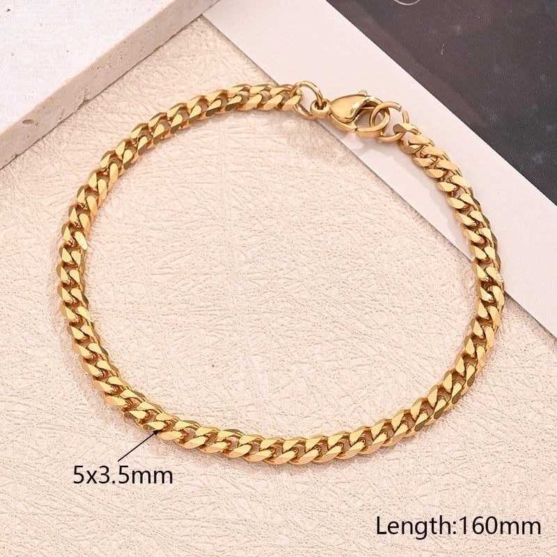 Casual Modern Style Classic Style Simple Solid Color 304 Stainless Steel 18K Gold Plated Bracelets In Bulk