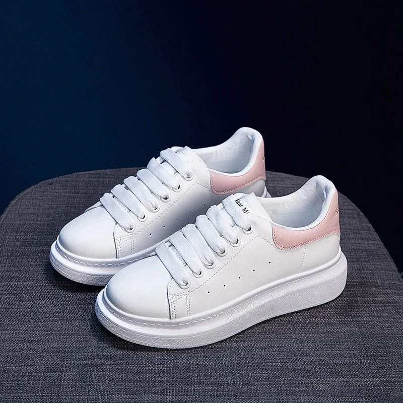 2021 Spring/Summer Women shoes Wedges Platform Sneakers Lace-Up Breathable Casual Chunky Ladies White Shoes Woman