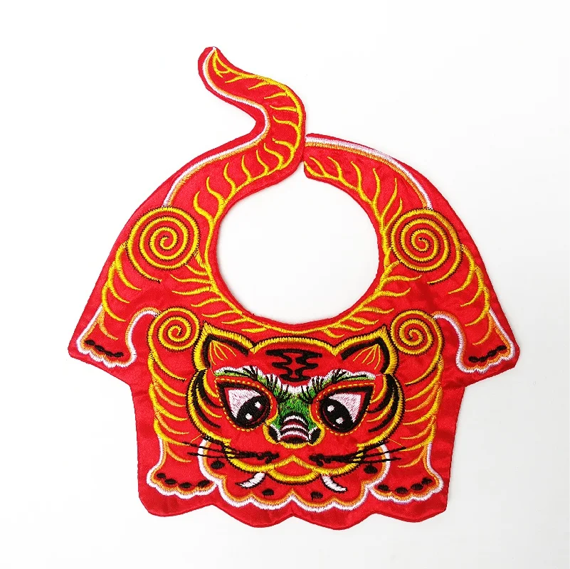 Chinese Traditional Embroidered Tiger Head Baby Bib Saliva Towel Baby Gift