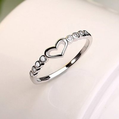 Love Ring 925 Sterling Silver Blue Sapphire Ring CZ Gemstone Heart Ring Women's Fashion Rings - Shop Trendy Women's Fashion | TeeYours