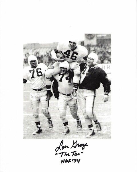 Lou Groza Signed Cleveland Browns 8x10 Photo Poster painting with THE TOE - Deceased 2000