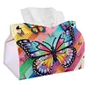 Diamond Art Painting Tissue Box Cover Wear Resist Decorative Paper Napkin Dispenser Multifunction Rhinestone PU Tissue Holder Kit for Adults Home Office Gift (Rainbow Butterfly)