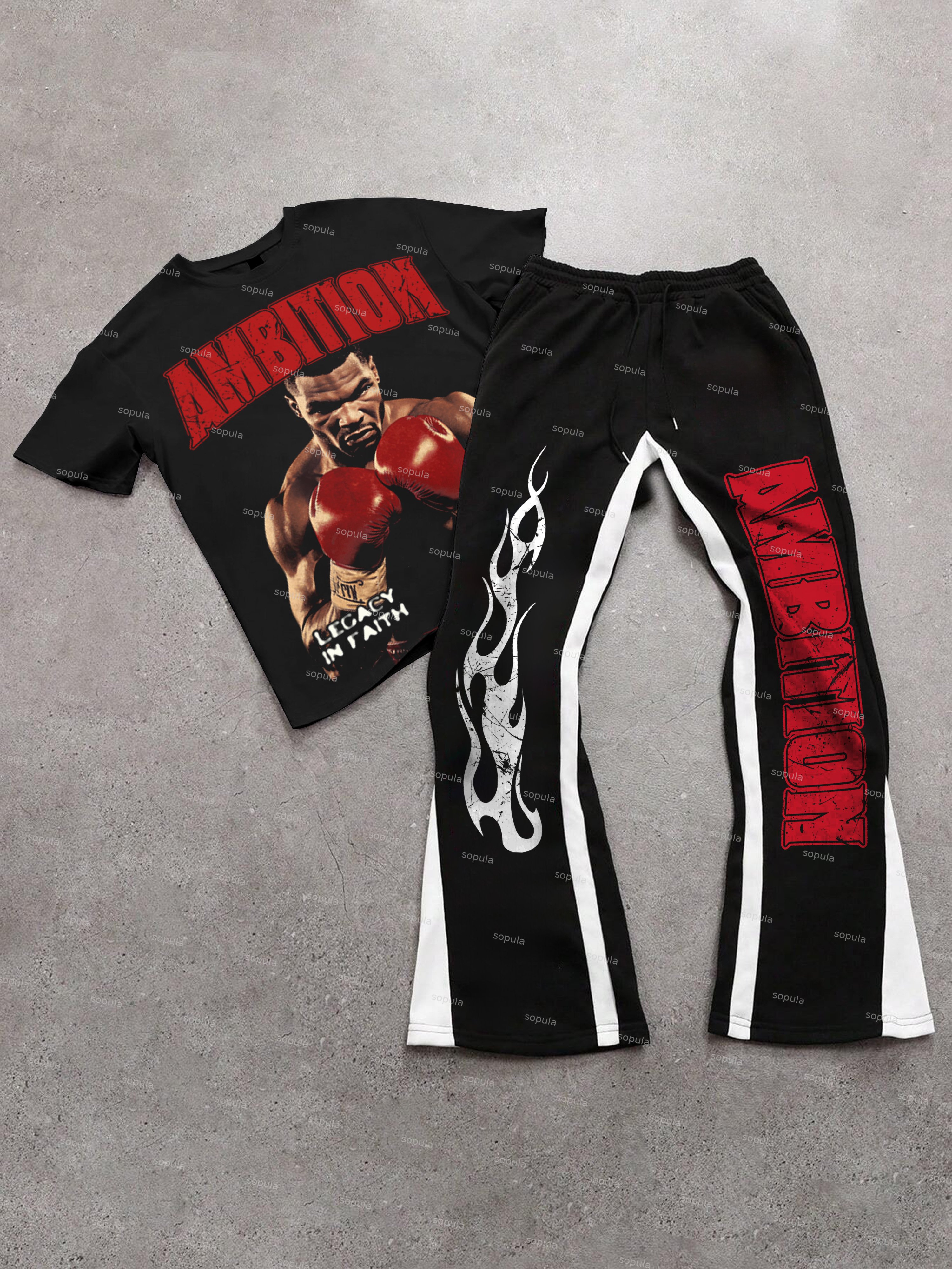 Ambition Legendary Boxer Portrait T-shirt Set Two Piece Set - Sopula｜Premium Graphic Tees & Graphic Clothing
