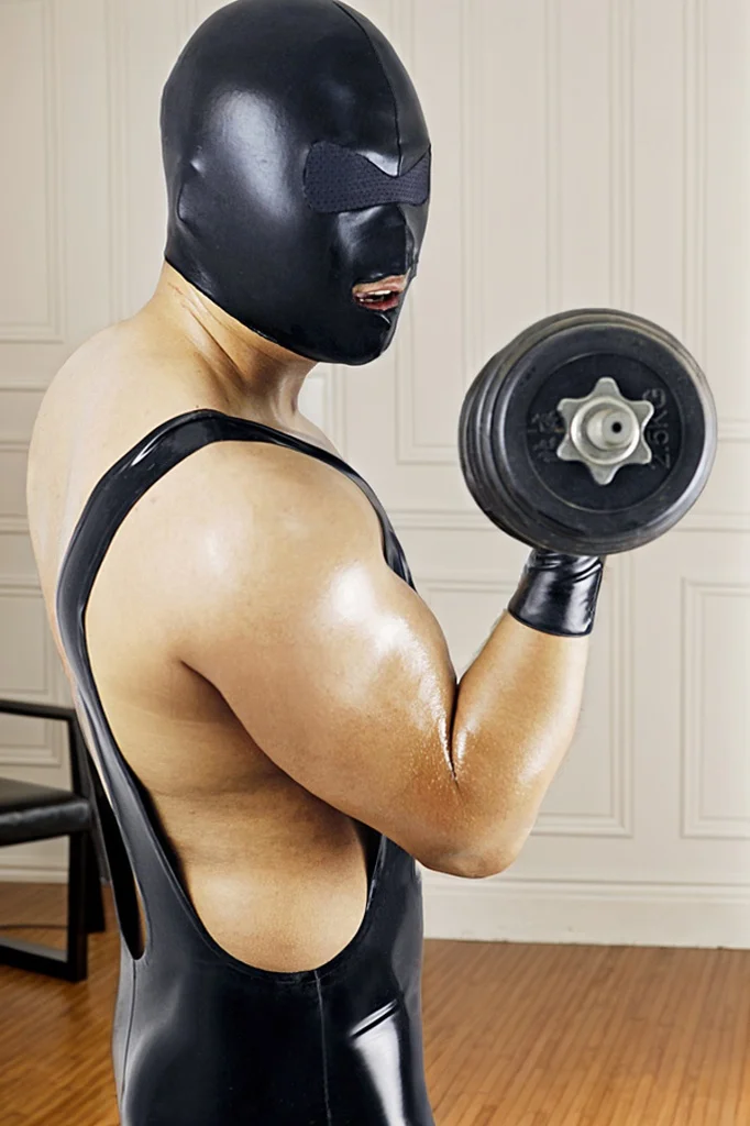 Men Latex Bodysuits Adjustable Straps Wrestling