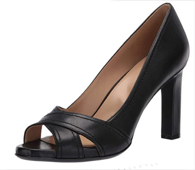 Custom Made Black Peep Toe Chunky Heel Casual Pumps |FSJ Shoes