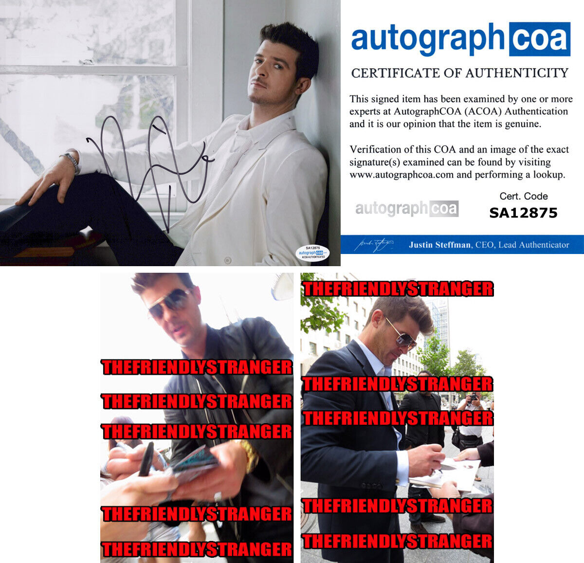 ROBIN THICKE signed Autographed 8X10 Photo Poster painting D - PROOF - Blurred Lines ACOA COA