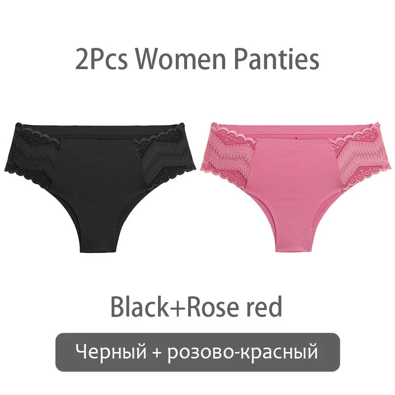 FINETOO Women Patchwork Lace Panties S-XL Seamless Underwear Sexy Low Waist Briefs Comfortable Underpants Ladies Lingerie 2021