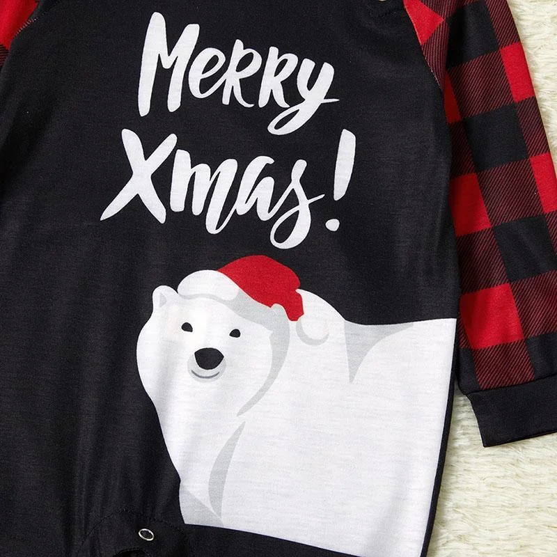 Christmas Family Matching Sleepwear Family Pajamas Merry Xmas Polar Bear Tops And Pants With Dog Cloth