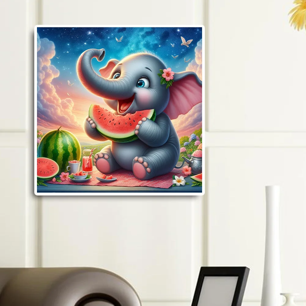 Diamond Painting - Full Square Drill - Cute Elephant(Canvas|35*35cm)