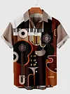 Keyboard & Musical Instrument Printing Men's Short Sleeve Shirt