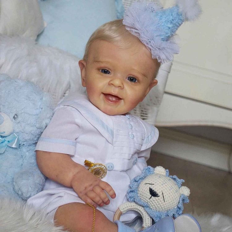  [Realistic Handmade Gifts]20'' Reborn Toddler Child Doll Boy Wayne With Handmade Blonde Hair and Blue Eyes - Reborndollsshop®-Reborndollsshop®
