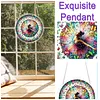 (18.5cm)DIY Acrylic Jigsaw Puzzle Window Hanging with Hanging Chain DIY Stained Glass Decoration Round Window Puzzle Decor for DIY Craft Project (Butterfly Beauty)
