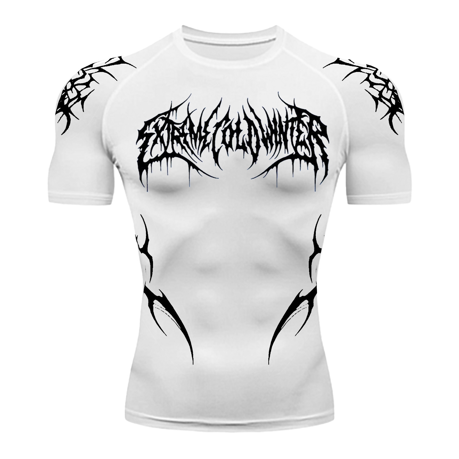Gothic Letter & Pattern Compression T-shirt