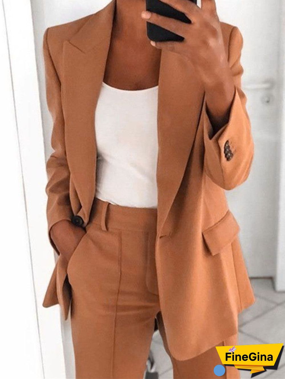 Boyfriend Women's One Button Blazer Suit Jacket