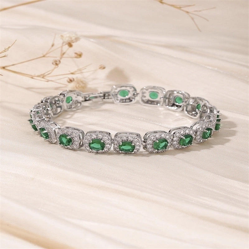 Minimalist Shiny Round Copper Inlay 18K Gold Plated Zircon Bracelets