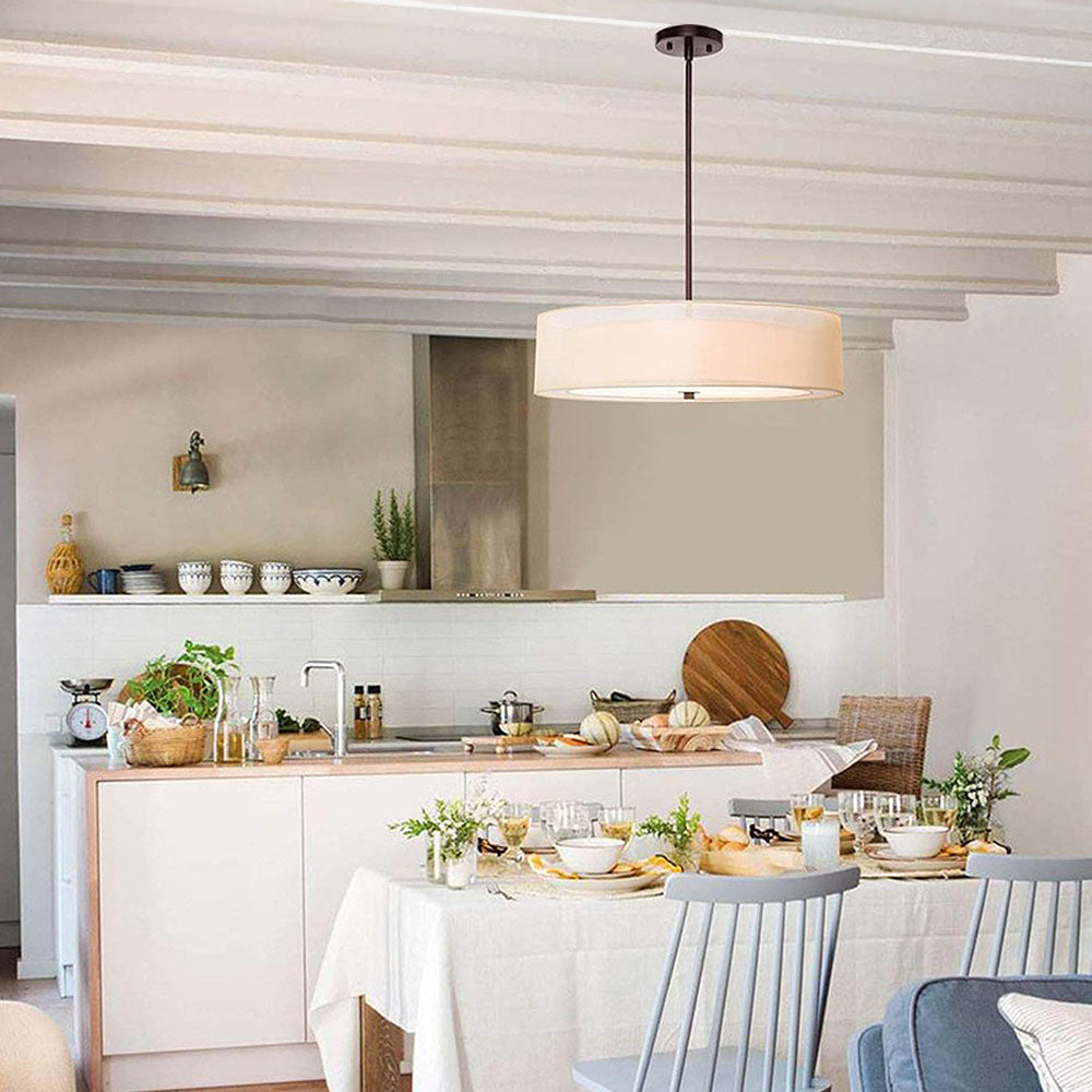 Vintage Minimalist Drum Acrylic Rod Pendant Light