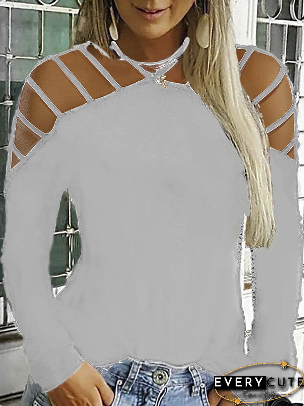 Women's Plus Size T-shirt Solid Colored Sexy Long Sleeve Halter Neck Tops Basic Top Black Blue Wine-829