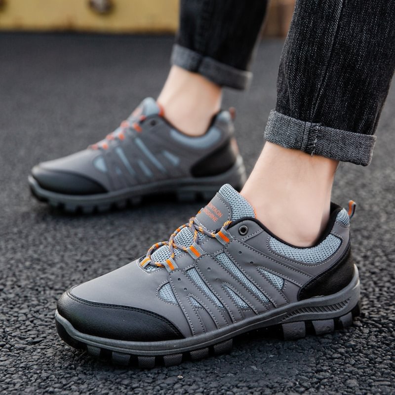 Breakj Quality Waterproof Men's Leather Sneakers Outdoor Men's Work Shoes Non-Slip Casual Shoes Thick Sole Walking Shoes Plus Size